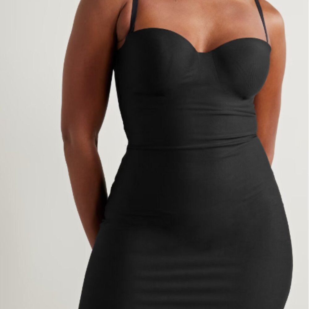 SKIMS BODY UNDERWIRE SLIP DRESS- ONYX
